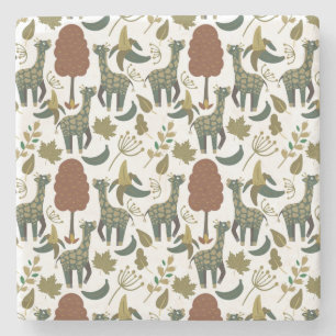 Dessous-de-verre En Pierre Motif sans couture Giraffe   motif floral coloré
