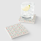 Dessous-de-verre En Pierre Motif sapins de Noël pastel colorés (Côté)
