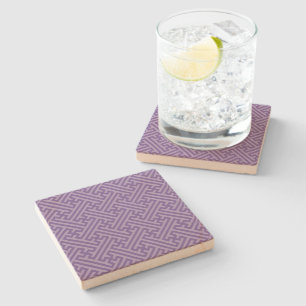Dessous-de-verre En Pierre Motif Sayagata, Japonais, Violet et Rose