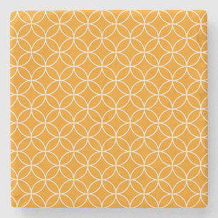Dessous-de-verre En Pierre Motif Shippô Orange et blanc