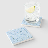 Dessous-de-verre En Pierre Motif Terrazzo Bleu (Côté)