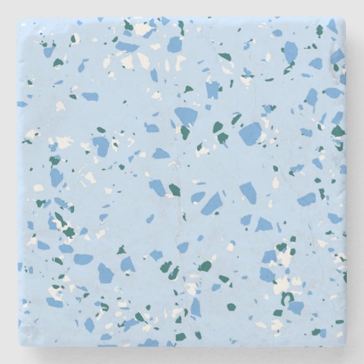 Dessous-de-verre En Pierre Motif Terrazzo Bleu (Devant)