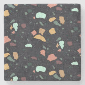 Dessous-de-verre En Pierre Motif Terrazzo Noir (Devant)