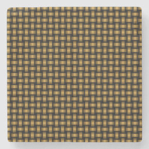 Dessous-de-verre En Pierre Motif Tissé Orange Noir