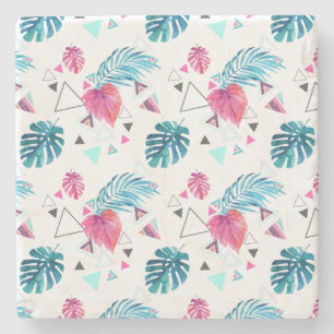 Dessous-de-verre En Pierre Motif triangulaire de feuilles tropicales