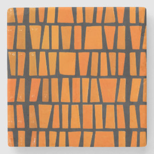 Dessous-de-verre En Pierre Motif tribal d'Afrique orange et noire