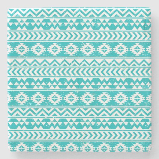 Dessous-de-verre En Pierre Motif tribal Turquoise Grunge Aztec (Devant)