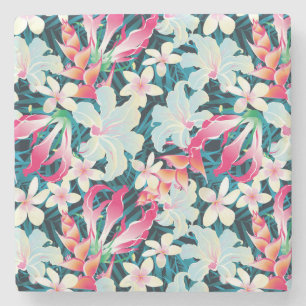 Dessous-de-verre En Pierre Motif tropical coloré