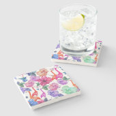 Dessous-de-verre En Pierre Motif tropical d'aquarelle (Côté)