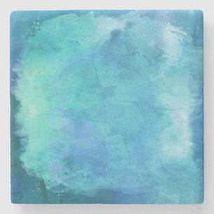 Dessous-de-verre En Pierre Motif turquoise bleu de texture d'aquarelle d'Aqua