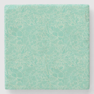 Dessous-de-verre En Pierre Motif Turquoise Peony