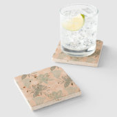 Dessous-de-verre En Pierre Motif vectoriel rose Pastel Art Nouveau (Côté)