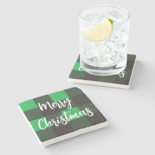 Dessous-de-verre En Pierre Motif vert Joyeux Noël