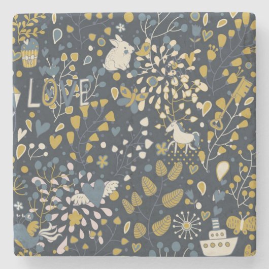 Dessous-de-verre En Pierre Motif vintage abstrait (Devant)