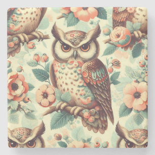 Dessous-de-verre En Pierre Motif vintage Cute Owl