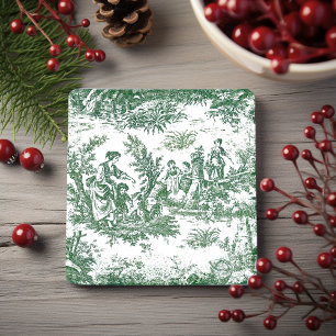 Dessous-de-verre En Pierre Motif vintage de toile de Jouy verte