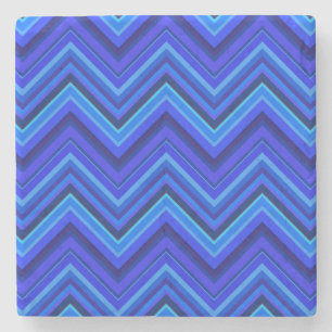 Dessous-de-verre En Pierre Motif zigzag rayures bleues