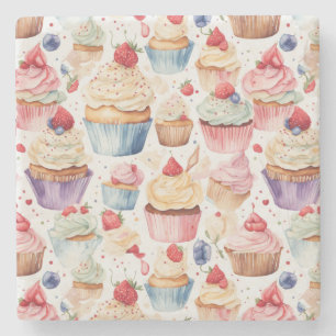 Dessous-de-verre En Pierre Motifs numériques Cream et Cupcake