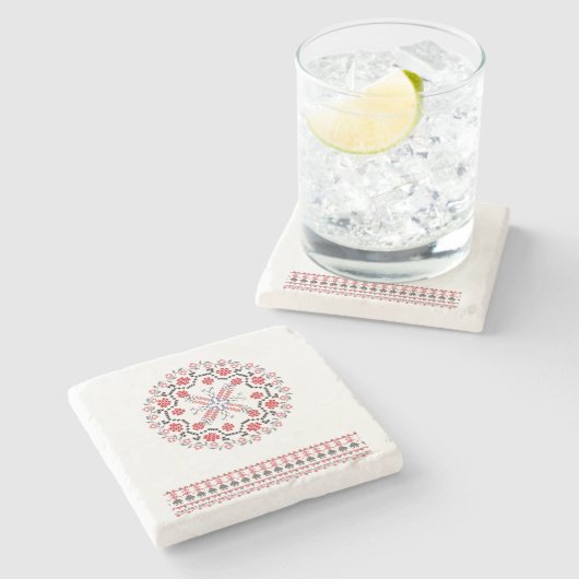 Dessous-de-verre En Pierre Motifs roumains traditionnels Roumanie 1 d'art (Côté)