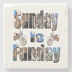 Dessous-de-verre En Pierre Moto Sunday Is Funday Logo,