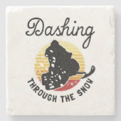 Dessous-de-verre En Pierre Motoneige - Dashing À Travers La Neige (Devant)