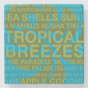 Dessous-de-verre En Pierre Mots d'été Tropical & Monstera Tiki Bar Dessous de