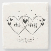 Dessous-de-verre En Pierre Mr et Mme Newly Weds Wedding (Devant)