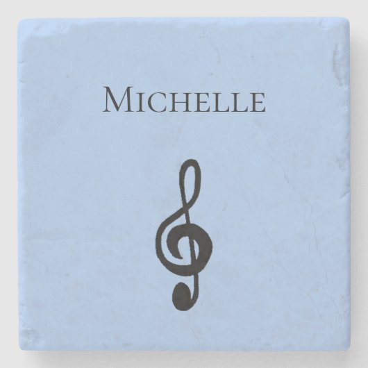 Dessous-de-verre En Pierre Musical Simple Treble Clef Cute Cute Custom Blue (Devant)