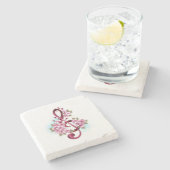 Dessous-de-verre En Pierre Musical treble clef notes with sakura flowers (Côté)