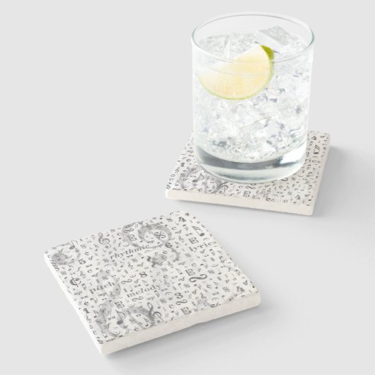 Dessous-de-verre En Pierre Musique Note Motif Thème (Côté)
