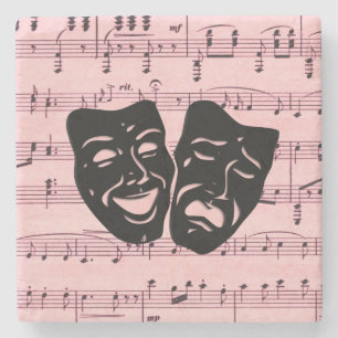 Dessous-de-verre En Pierre Musique rose et masques de théâtre