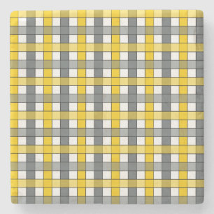 DESSOUS-DE-VERRE EN PIERRE MUSTARE ET CHARBON PLAID