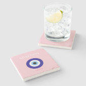 Dessous-de-verre En Pierre Mykonos Muse, Mykonos, Rose (Côté)