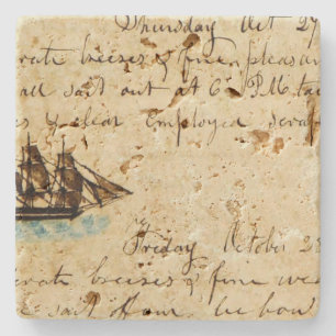 Dessous-de-verre En Pierre Nantucket Whaling Ship Log 1841