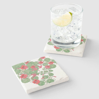 Dessous-de-verre En Pierre Nasturtiums rouges | Antique Lithographie 1896