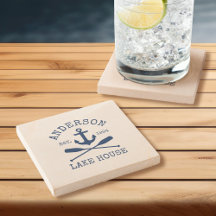 Nautical Lake House Blue Ancre Oars Sandstone