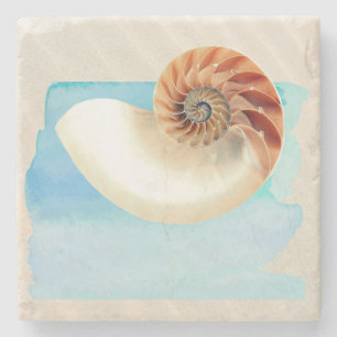 Dessous-de-verre En Pierre Nautilus Coquillage et sable