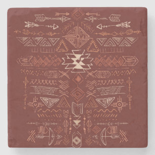 Dessous-de-verre En Pierre Navajo Aztec : Ethnic Doodle Motif.