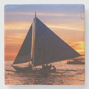 Dessous-de-verre En Pierre Navigation de Paraw au coucher du soleil