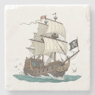 Dessous-de-verre En Pierre Navire Pirate