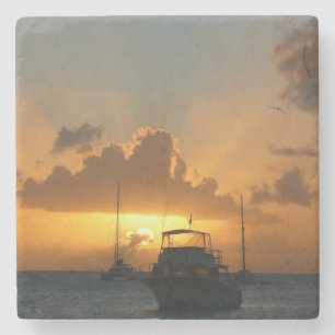 Dessous-de-verre En Pierre Navires et Sunset Tropical Seascape