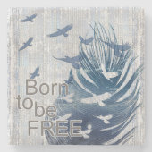 Dessous-de-verre En Pierre NÉE POUR ÊTRE LIBRE | Aigles texturés Grunge Denim (Devant)