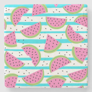 Dessous-de-verre En Pierre Neon Watermelon sur Stripes Motif