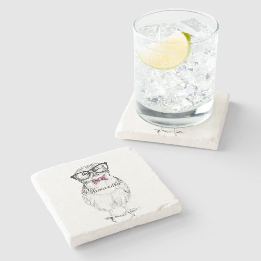 Dessous-de-verre En Pierre Nerdy Owlet (Côté)