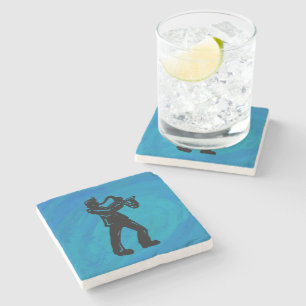 Dessous-de-verre En Pierre New York Boogie Nuits Saxophone Bleu