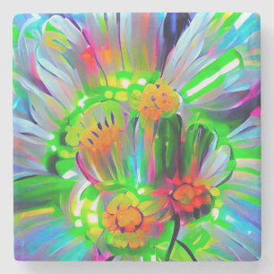 Dessous-de-verre En Pierre Nez des marguerites Abstraites aux couleurs vives