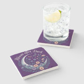 Dessous-de-verre En Pierre Night Garden Faux Embroidered Moon with Moths (Côté)