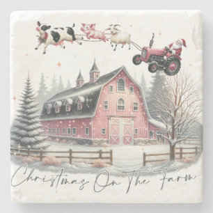 Dessous-de-verre En Pierre Noël à la ferme, Joyeux Noël