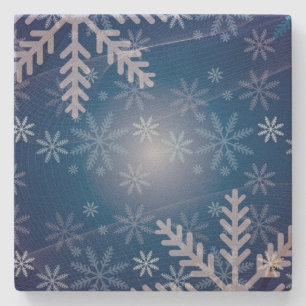 Dessous-de-verre En Pierre Noël aux flocons de neige bleus