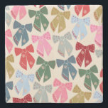 Dessous-de-verre En Pierre Noël Bows Coquette<br><div class="desc">Vaches de Noël - Rubans Coquette.</div>